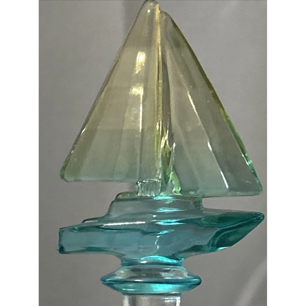 Bottle Stopper Sailboat Teal Yellow Wine Barware Nautical Maritime Handcrafted - Picture 6 of 11